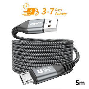 SUNGUY CE Certified chargeur de téléphone <b>USB</b> Nylon Braided 5m <b>USB</b> Data <b>Cable</b> 18W Fast Charging <b>Cable</b> for Phone Laptop - Product Image 1