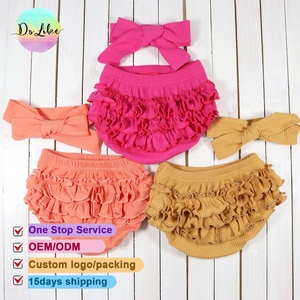 Shorts pour bébés filles en gros, sous-vêtements colorés à volants et bandeaux pour cheveux, vêtements d'été pour enfants, vêtements personnalisés pour enfants de boutique - Product Image 1