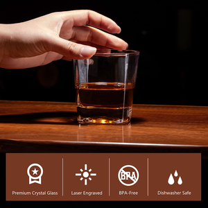 アメリカ倉庫カスタマイズロゴ刻印9オンスウイスキースクエアロックガラス男性用お父さん父ギフト - Product Image 4