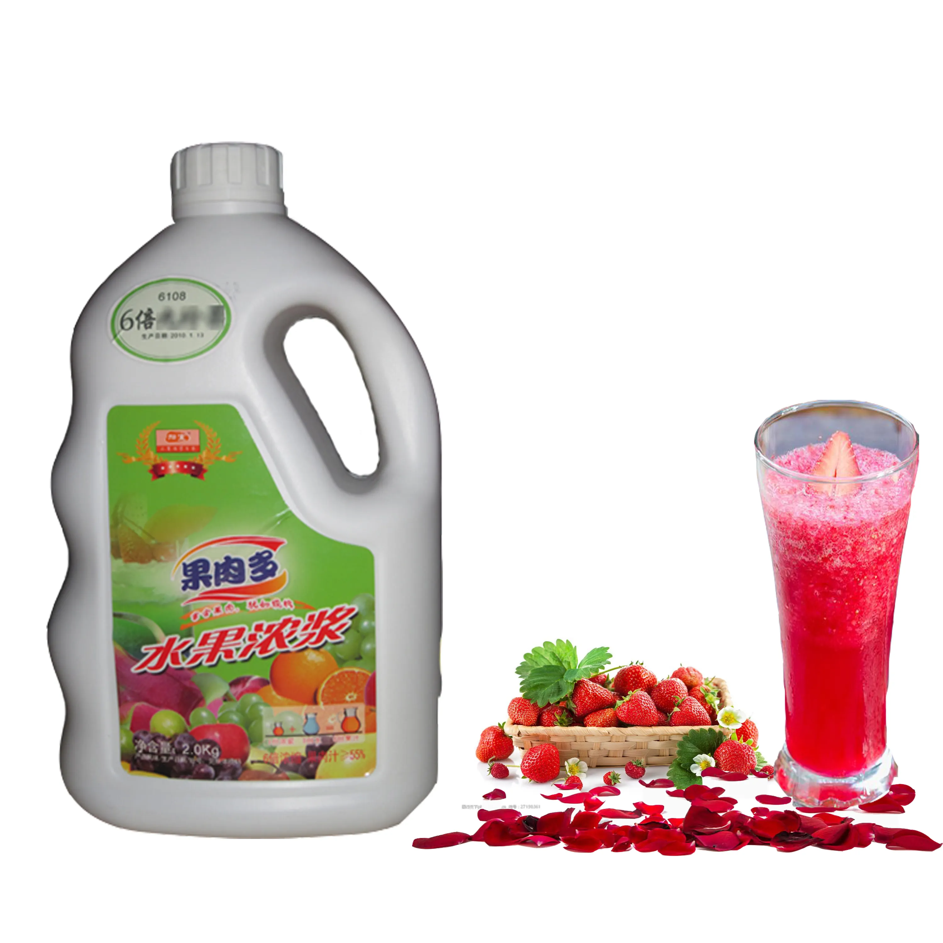 Sản xuất tại Trung Quốc hương vị dâu tây trái cây xi-rô tập trung Nhà cung cấp cho trà bong bóng thành phần