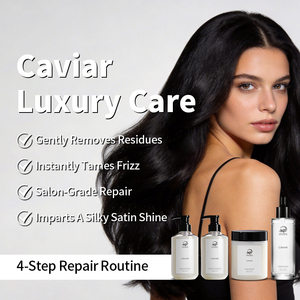 Set de <span class=keywords><strong>Tratamiento</strong></span> Capilar de Lujo con Caviar, Orgánico, de Marca Privada, Rutina de Reparación de 4 Pasos, Champú Hidratante y Refrescante con Biotina - Product Image 3