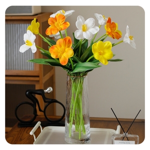 All'ingrosso fiore artificiale tulipano testa aperta tulipano fiore vero tocco rosa arancio per la composizione floreale centrotavola di nozze decorazione - Product Image 2