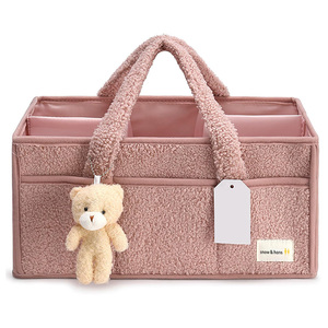 Organisateur <span class=keywords><strong>de</strong></span> Poussette Portable en Velours Teddy avec Panier <span class=keywords><strong>de</strong></span> Rangement, Porte-Lingettes et Porte-Couches, <span class=keywords><strong>Cadeau</strong></span> <span class=keywords><strong>de</strong></span> Naissance pour l'Organisation des Couches - Product Image 1