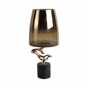 Vaso in vetro conico con base in marmo e supporto in metallo scultoreo per decorazioni per la casa - Product Image 4