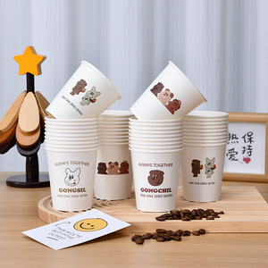 Gongchil Cartoon Paper <b>Cups</b> 500ml Disposable Hot <b>Cold</b> Beverage <b>Cup</b> Party Use - Product Image 2