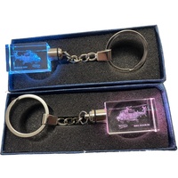 Porte-clés d'avion en cristal de verre LED rechargeable personnalisé Porte-clés hélicoptère et avion créatif cadeau