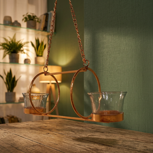 Support de bougie suspendu en laiton artisanal ultime, design circulaire, décoration d'intérieur, porte-bougie vide - Product Image 3