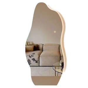 Miroir mural pleine longueur LED à intensité variable, 3 températures de couleur, forme nuage irrégulière, crème premium, pour salon et décoration intérieure - Product Image 4