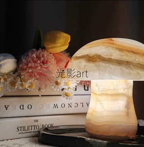 Ý Tưởng Sáng Tạo 29inch thạch cao Tuyết hoa Onyx nấm thủ công với Backlit hiệu ứng bán quý đá thủ công mỹ nghệ trang trí nội thất - Product Image 4