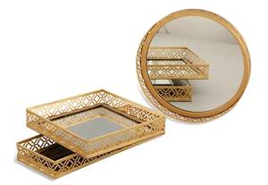 Plateau décoratif en métal élégant et durable Assiette de service de qualité alimentaire pour table basse Table à manger Décoration de bureau et d'hôtel - Product Image 4