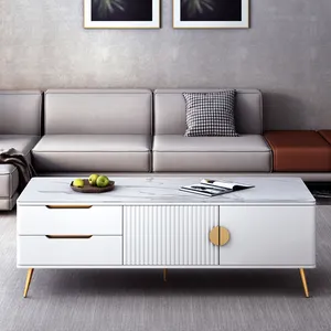 Modern Stainless Steel Luxury End Table Home Furniture Italy Design Latest Teapoy With Drawers MDF Coffee Table