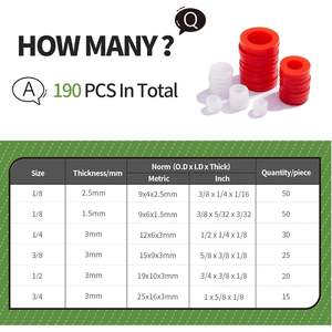 Litorange Juntas Tóricas de Silicona, 190 Piezas de Tamaños Variados, 6 Diferentes Juntas de Goma Suave de Grado Alimenticio, Arandelas de 0.5 Pulgadas DE y 0.06 Pulgadas de Espesor - Product Image 2