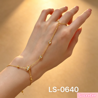 Bijoux pour femmes personnalisés, plaqué or 18 carats, acier inoxydable 304/316, bracelet à trois feuilles de fleurs en zircon, bague, chaîne de doigt