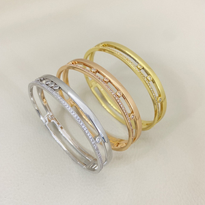 Elegant Luxury <b>Gold</b> <b>Plated</b> Sterling Silver Zircon Charm Slider <b>Bangles</b>-Chic Fine Jewelry for Weddings & Parties - Product Image 1