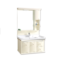 Armoire moderne étanche en pvc avec double évier, armoire à lavabo rotative en acrylique, miroir de salle de bains, style français