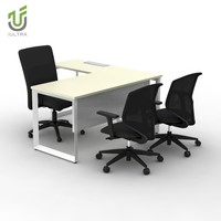Bureau de direction modulaire en L moderne avec extension de réunion semi-circulaire à montage facile et panneau de discrétion en métal perforé