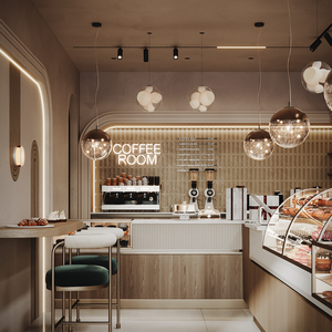 Vitrine de présentation de pâtisserie sur mesure, comptoir moderne pour pâtisserie, présentoirs en bois pour magasin de desserts avec éclairage LED - Product Image 6