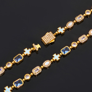 6Mm Cross Oil Drip <b>Bracelet</b> Men's Personality Fashion Colored Gemstone Chain <b>Opal</b> <b>Bracelet</b> Tanjing - Product Image 4