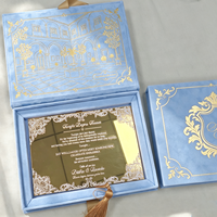 Cartes d'invitation de mariage en acrylique et coffret cadeau avec monogramme personnalisé, impression dorée, finition miroir, souvenir de luxe