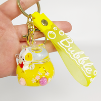 Porte-clés en acrylique Anime Chat Porte-Bonheur Jaune, Breloque Kawaii Maneki Neko à paillettes liquides, Créatif, Formes multiples, pour Sac/Voiture