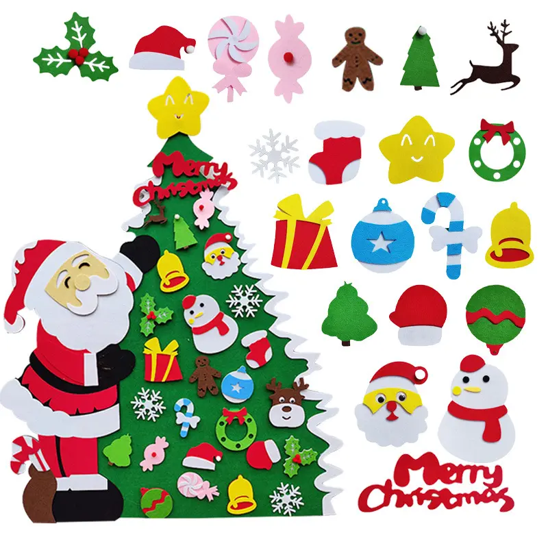 Custom Felt Christmas Decorations Felt Advent Calendar Wall Hanging Felt DIY Christmas Tree for Kids