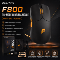 F800 Mouse Gaming Nirkabel Tri Mode Sensor PAW 3395 26000 DPI, Kabel Nirkabel dengan Polling Rate Tinggi, Ultra Ringan Berkabel untuk PC Gamer