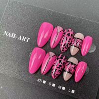 Pabrik Kuku Buatan Tangan Berkualitas Tinggi Grosir Bentuk Almond Warna Pink Gaya Cetak Keren Dapat Digunakan Kembali