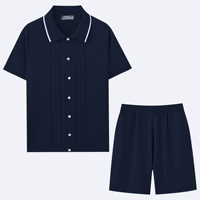 Ensembles deux pièces pour hommes, mode estivale, style européen et américain, décontracté, chemises boutonnées en tricot, shorts, costumes deux pièces