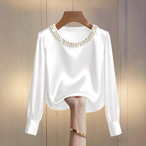 Blusa de Manga Larga con Cuello Redondo y Botones de Perla para Mujer, Tallas Grandes, Estilo Casual para Oficina o Trabajo, Dropshipping Shopify - Product Image 3