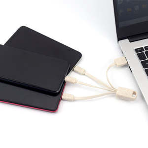 Gadgets Innovative Wheat Straw Eco Charging Cables 3 en 1 Usb Charging Cable Keychain Environmentally Friendly Degradable - Product Image 6
