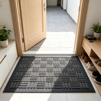 Tapis d'entrée en caoutchouc noir à texture géométrique en relief, tapis de porte robuste antidérapant pour la maison, le bureau et l'usage commercial