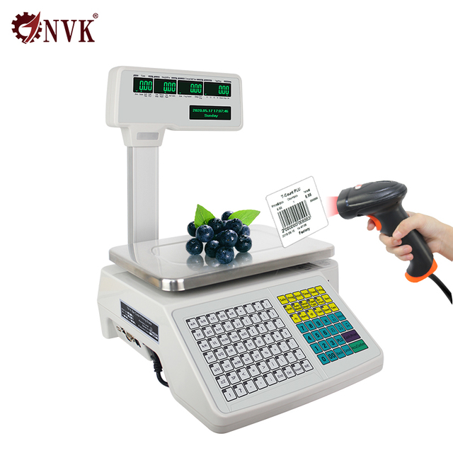 Electronic Digital Barcode Weighing Scale LCD Display OEM/ODM CE Certified Food Snack Industry High Precision 30kg Capacity