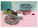 T10-2098 Stainless Steel <b>Lunch</b> <b>Box</b> 2 Compartments Stackable Rectangle Food Grade Material - Product Image 3