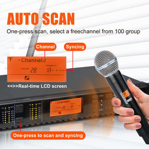 Sistema de Micrófono Inalámbrico Portátil de 2 Canales OEM UX22 Profesional, Dinámico, Cardioide, Metálico, con Alcance de 262 Pies y Cancelación de Ruido - Product Image 2