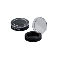 Nouvelle boîte à poudre compacte cosmétique noire vide, métallique, recyclable, avec miroir et tamis