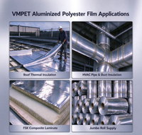 Film PET métallisé sous vide réfléchissant thermiquement, film polyester aluminisé pour l'isolation des toitures et des tuyaux