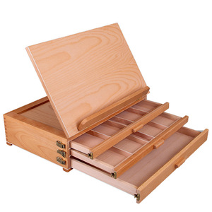 Chevalet de dessin en bois avec tiroir de rangement, boîte à fournitures artistiques 3 en 1 pour le croquis et la peinture, utilisation sur bureau - Product Image 5