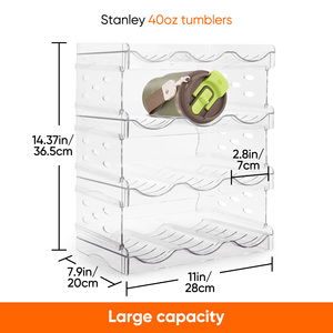Stackable Four-Layer Transparent PP Plastic Tableware & Beverage Storage <b>Rack</b> with Large Capacity <b>for</b> Kitchen Cabinet Fridge - Product Image 6