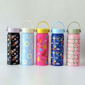 Thermos portable 1000 ml en acier inoxydable, couleur unie, avec poignée, fond antidérapant, bouteille d'eau de sport, voiture - Product Image 4