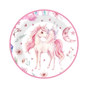 Juego de Vajilla Desechable DAMAI con Temática de Unicornio Rosa, Castillo, Luna y Flores, Platos y Vasos de Papel para Fiestas de Niñas - Product Image 3