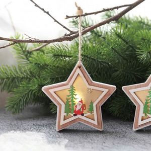<b>Tree</b> Hanging Ornaments Luxury Wooden Santa Light Pendants for Christmas Gifts Home Party Decorations - Product Image 4
