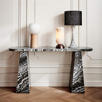 Table d'appoint d'angle moderne, salon, couloir, entrée, Tisch, table de luxe pour le porche, bureau haut, table console en marbre noir doré