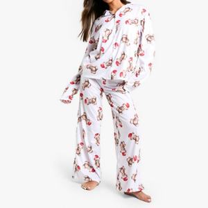 Nouvel Arrivage Ensemble Pyjama Femme Noël Manches Longues Imprimé Deux Pièces Tenue d'Intérieur pour Fêtes de Fin d'Année - Product Image 1