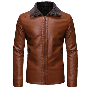 Custom <b>Men's</b> <b>leather</b> <b>Jacket</b> with Fur Collar Autumn Windproof Breathable Hooded Casual Zipper Motorcycle <b>Jacket</b> - Product Image 1