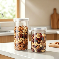 Pot en plastique PET transparent de haute qualité de 850 ml avec couvercle facile à ouvrir pour bonbons, sucre, collations, chewing-gum, crème cosmétique et plus encore