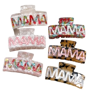Nouvelle pince à cheveux tendance en acétate PVC, motif lettre MAMA, grande taille, accessoire de mode - Product Image 3