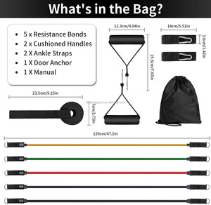 11-delige TPE Resistance <span class=keywords><strong>Bands</strong></span> Set, Heavy Duty deuranker, oefen-trekkoord handgrepen, antislip, hoge elasticiteit, borst, arm, been, rug - Product Image 5
