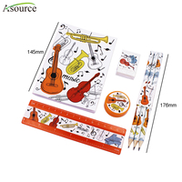 Ensemble de papeterie scolaire personnalisé avec design musical, ensemble cadeau de papeterie