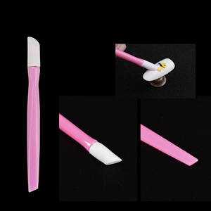 Palo de prensa de doble cabeza, mango de plástico, herramienta de Arte de uñas <span class=keywords><strong>con</strong></span> punta de goma dura, limpiador de empujador de cutículas - Product Image 4