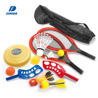 Ensemble de jouets sportifs 7 en 1 avec sac à main, jeu de capture de ballon, ensemble de jouets de badminton, jouets pour enfants, jeux de plein air, jeux de famille